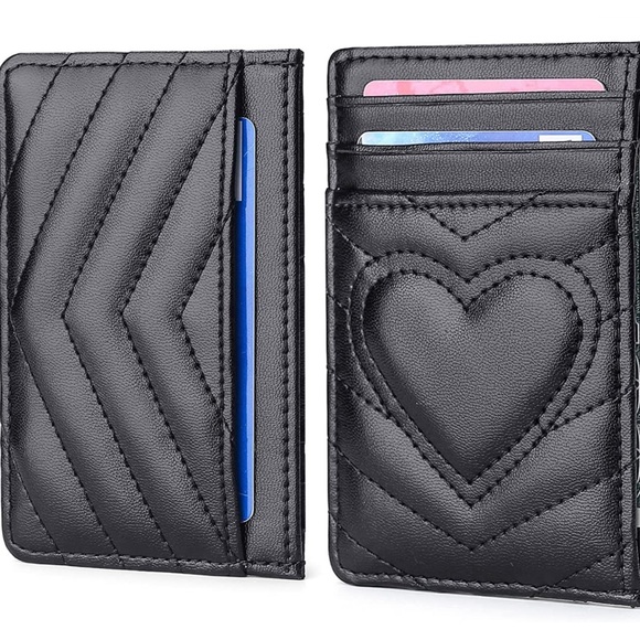 NWT AUNER LEATHER Quilted Black Credit Card Holder Wallet w/ RFID Blocking - Picture 6 of 6